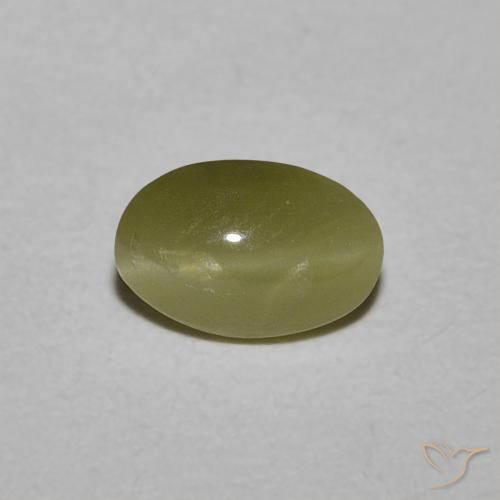 0.54ct طبيعي أخضر مصفر عين القط كريزوبيريل, بيضوي, نصف شفاف