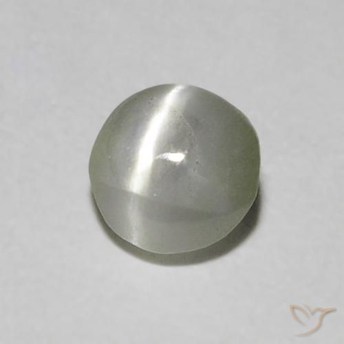 Chrysoberyl Cat's Eye طبيعي بلون رمادى متوسط، وزن ‎0.47‎ قيراط، شكل بيضاوى، مقاس ‎4.3x4.2‎ مم