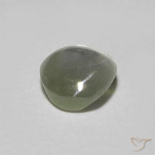 Chrysoberyl Cat's Eye طبيعي بلون رمادى متوسط، وزن ‎0.47‎ قيراط، شكل بيضاوى، مقاس ‎4.3x4.2‎ مم