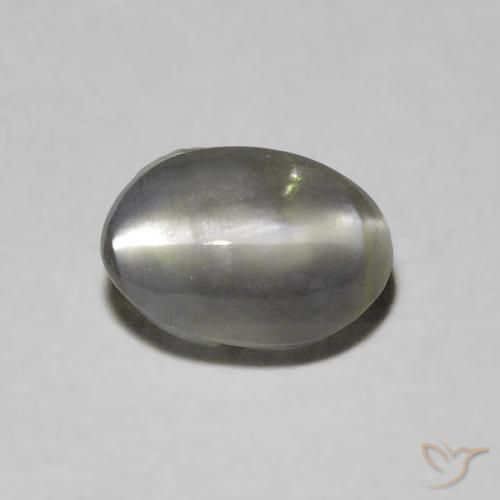 0.73ct طبيعي رمادى داكن عين القط كريزوبيريل, بيضوي, نصف شفاف