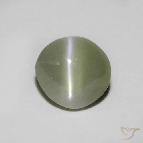 0.55ct طبيعي أخضر رمادى عين القط كريزوبيريل, بيضوي, نصف شفاف