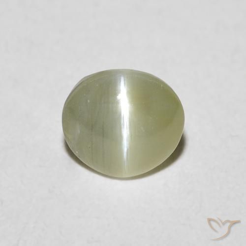 0.72ct طبيعي أخضر ترابى عين القط كريزوبيريل, بيضوي, نصف شفاف
