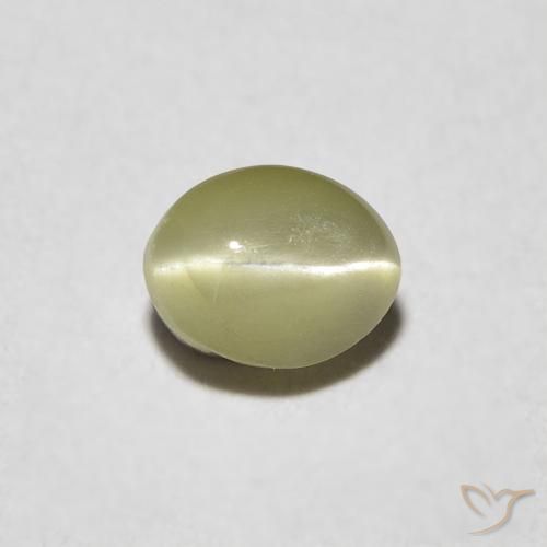 0.39ct طبيعي أخضر مصفر عين القط كريزوبيريل, بيضوي, نصف شفاف