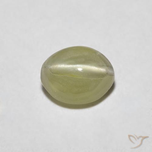 0.45ct طبيعي أخضر مصفر عين القط كريزوبيريل, بيضوي, نصف شفاف