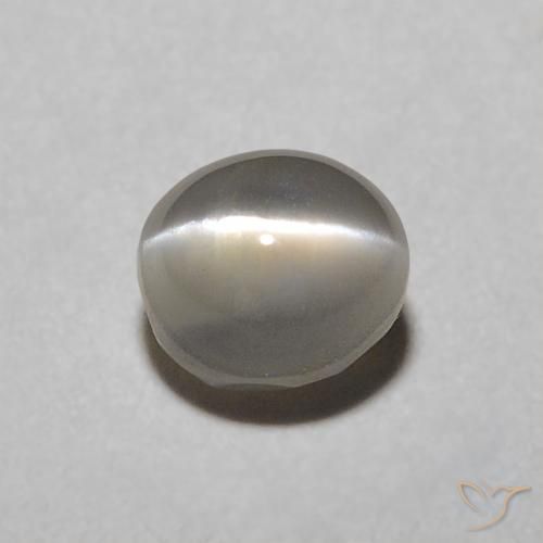 0.57ct طبيعي رمادى فاتح جدا عين القط كريزوبيريل, بيضوي, نصف شفاف