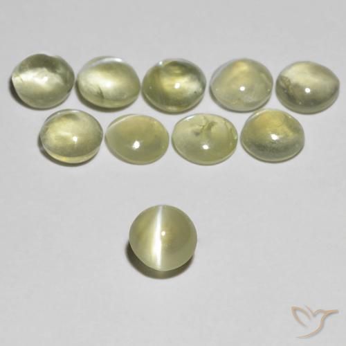 0.37ct طبيعي أصفر فاتح عين القط كريزوبيريل, دائري, شفاف
