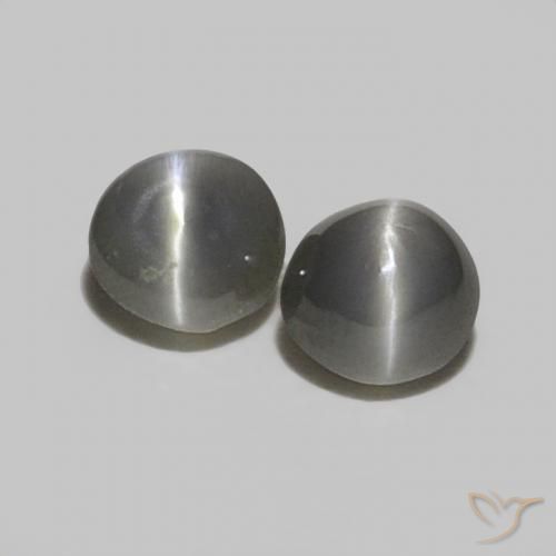 0.35ctw طبيعي رمادى فولاذى عين القط كريزوبيريل, دائري, غير شفاف