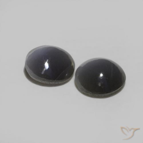 أحجار عين القط كريزوبيريل رمادي غامق طبيعية، دائري، غير شفاف، وزنها 0.48 قيراط