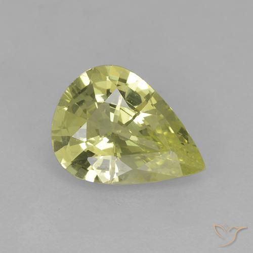 0.99ct طبيعي أصفر مخضر فاتح كريزوبيريل, شكل الكمثرى, قليلا جدا