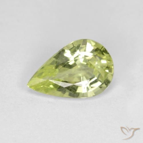 0.89ct طبيعي أصفر مخضر فاتح كريزوبيريل, شكل الكمثرى, VVS