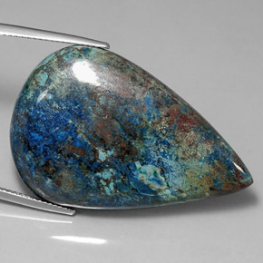 كريزوكولا متعدد الألوان طبيعي، شكل الكمثرى، 41.46 قيراط، غير شفاف