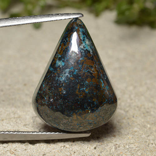 كريزوكولا متعدد الألوان طبيعي، شكل الكمثرى، 27.27 قيراط، غير شفاف