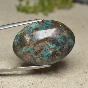 كريزوكولا متعدد الألوان طبيعي، قصة بيضاوى، 30.82 قيراط، غير شفاف