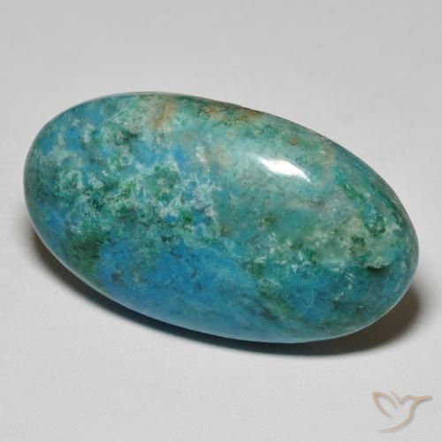 33.90ct طبيعي أزرق مخضر متوسط كريزوكولا, بيضوي, غير شفاف