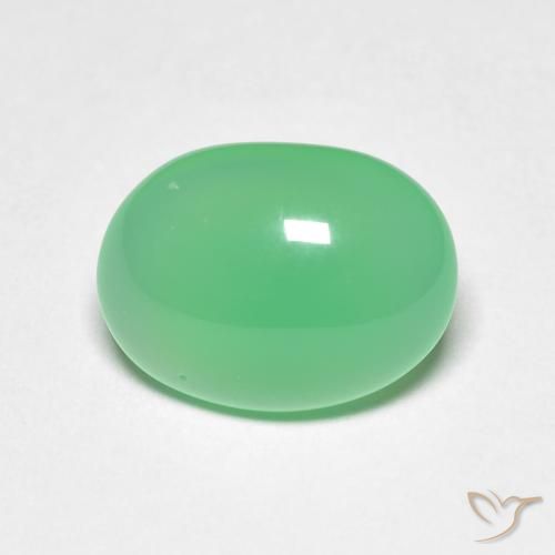 3.71ct طبيعي اخضر فاتح كريسوبراسي, بيضوي, نصف شفاف
