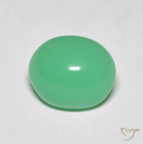 3.48ct طبيعي أخضر النفل كريسوبراسي, بيضوي, غير شفاف