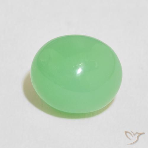 4.19ct طبيعي أخضر النفل فاتح كريسوبراسي, بيضوي, نصف شفاف