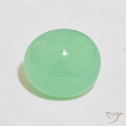 9.76ct طبيعي أخضر مصفر باهت كريسوبراسي, بيضوي, نصف شفاف