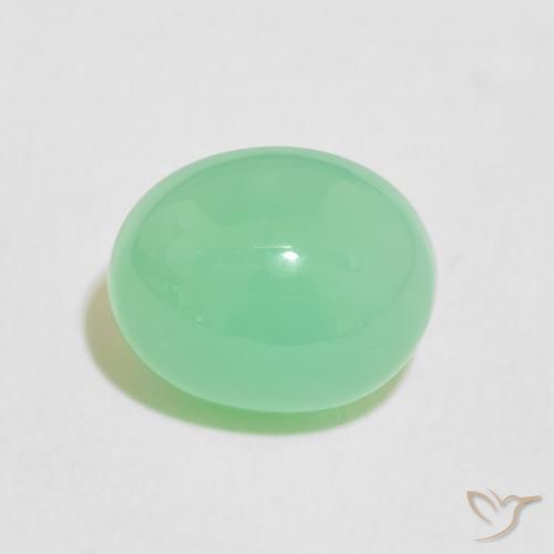 3.60ct طبيعي أخضر مصفر باهت كريسوبراسي, بيضوي, غير شفاف