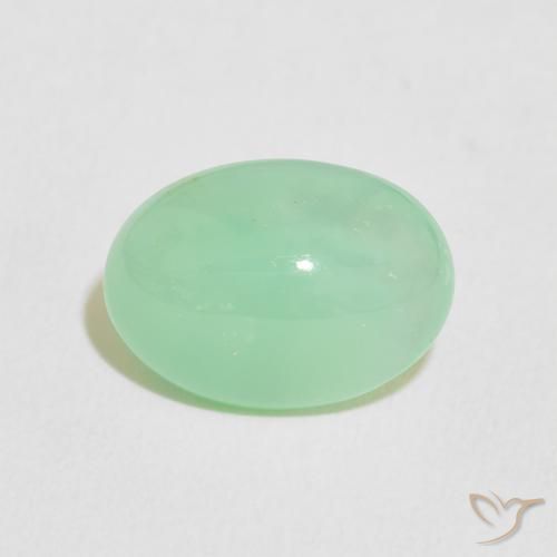 4.68ct طبيعي أخضر النفل فاتح كريسوبراسي, بيضوي, نصف شفاف