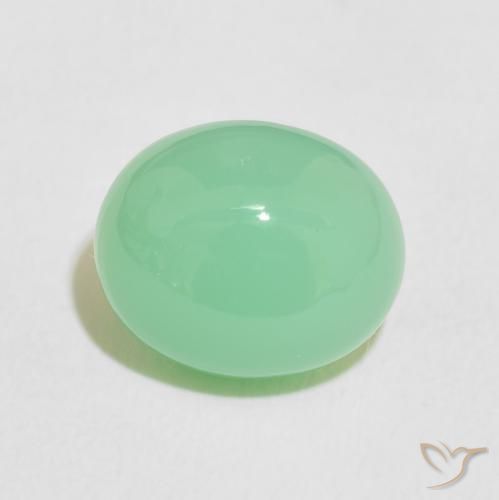 5.14ct طبيعي اخضر فاتح كريسوبراسي, بيضوي, غير شفاف