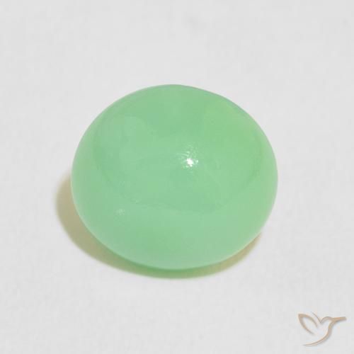 2.78ct طبيعي أخضر مصفر باهت كريسوبراسي, بيضوي, نصف شفاف