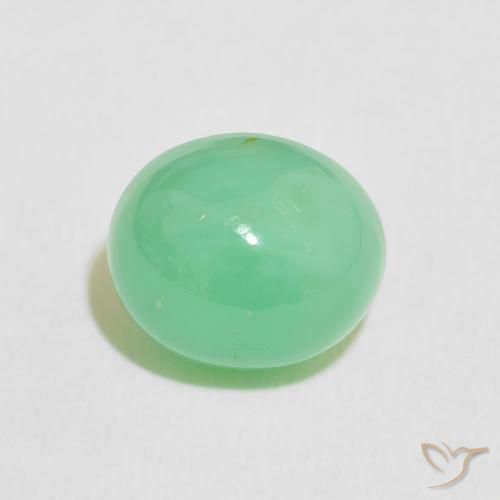 3.76ct طبيعي أخضر نعناعى فاتح كريسوبراسي, بيضوي, نصف شفاف