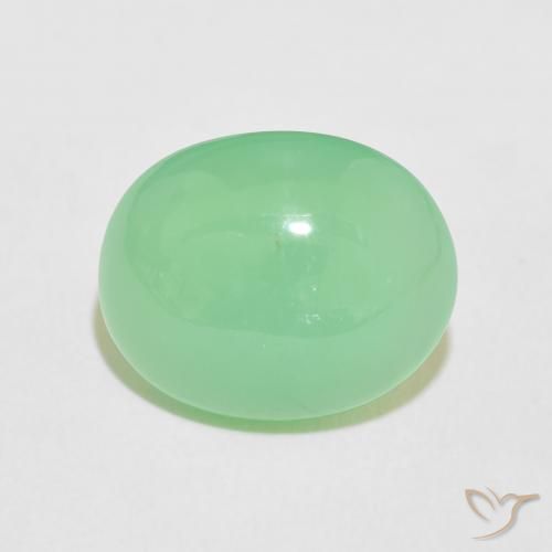 7.94ct طبيعي أخضر مصفر باهت كريسوبراسي, بيضوي, غير شفاف
