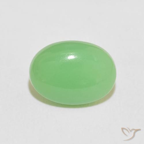 4.06ct طبيعي أخضر مصفر كريسوبراسي, بيضوي, غير شفاف