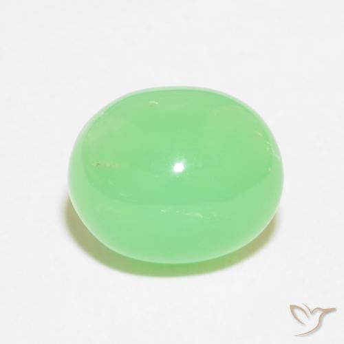 3.47ct طبيعي أخضر مصفر باهت كريسوبراسي, بيضوي, غير شفاف