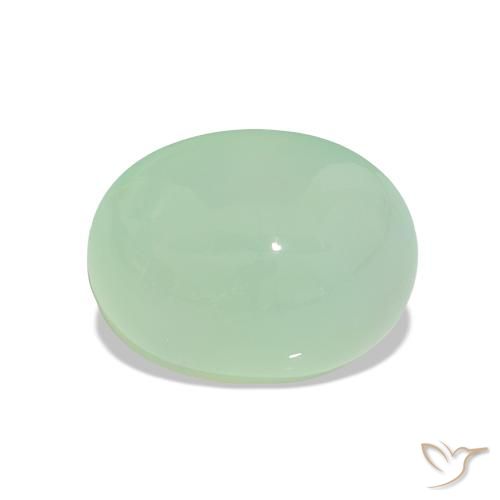 كريسوبراسي Medium Light-Green طبيعي، قصة بيضاوى، 3.07 قيراط، نصف شفاف