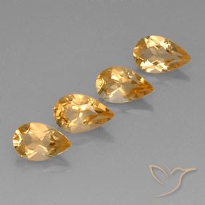 أحجار سيترين Orange-Gold  طبيعية، شكل الكمثرى، VVS، وزنها 3.05 قيراط