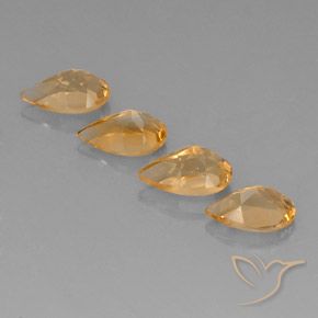 أحجار سيترين Orange-Gold  طبيعية، شكل الكمثرى، VVS، وزنها 3.05 قيراط