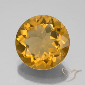 سيترين Medium-Light Orange-Gold  طبيعي، دائري، 4.95 قيراط، VVS-VS