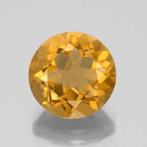 سيترين طبيعي بلون Orange-Gold ، وزن ‎4.16‎ قيراط، شكل دائري، مقاس ‎10.88‎ مم
