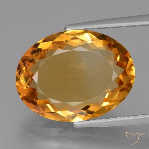 5.76ct طبيعي ذهبى-برتقالى غامق سيترين, بيضوي, VVS