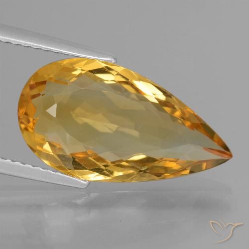 5.78ct طبيعي برتقالى ذهبى غامق سيترين, شكل الكمثرى, VVS
