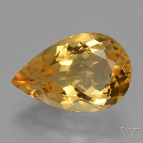 4.62ct طبيعي برتقالى ذهبى غامق سيترين, شكل الكمثرى, VVS