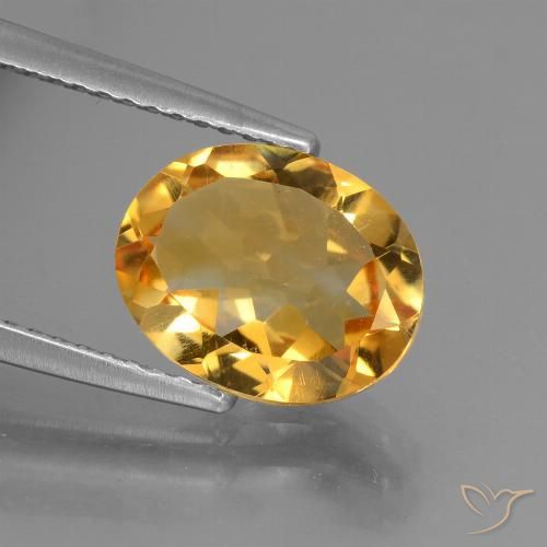 2.33ct طبيعي ذهبى-برتقالى متوسط سيترين, بيضوي, قليلا جدا