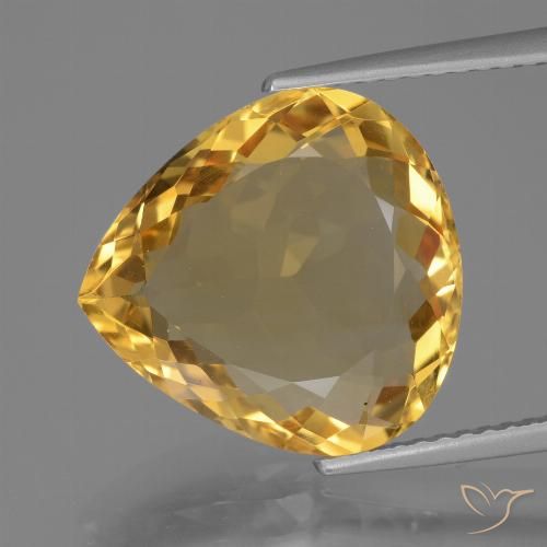 7.15ct طبيعي ذهبى داكن-متوسط سيترين, شكل الكمثرى, VVS