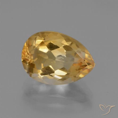 3.46ct طبيعي ذهبى-برتقالى فاتح سيترين, شكل الكمثرى, VVS