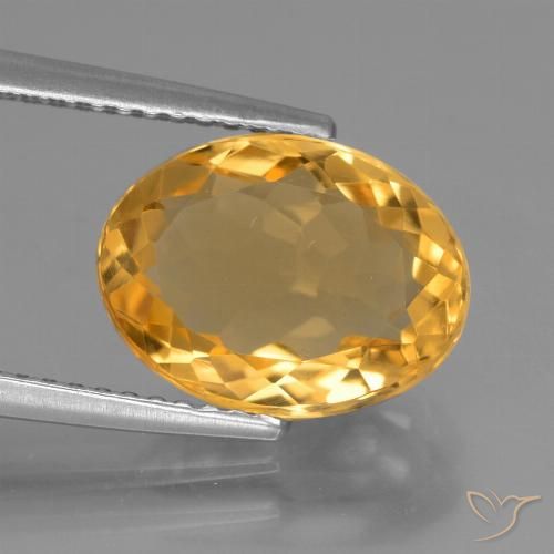 3.45ct طبيعي برتقالى ذهبى غامق سيترين, بيضوي, VVS
