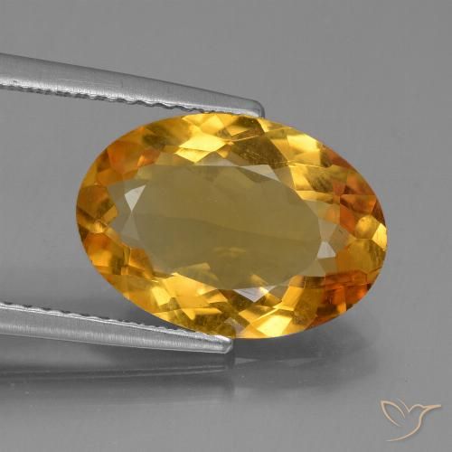 4.07ct طبيعي ذهبى-برتقالى داكن سيترين, بيضوي, VVS-VS