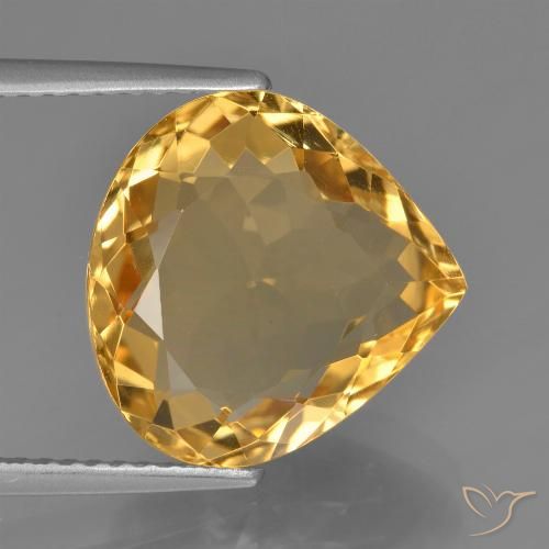 6.37ct طبيعي برتقالى ذهبى غامق سيترين, شكل الكمثرى, VVS