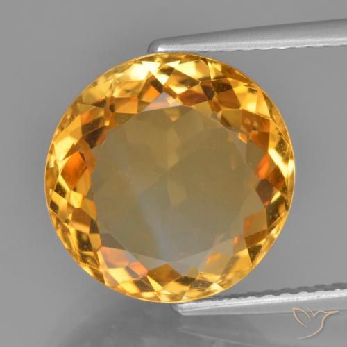 6.68ct طبيعي ذهبى-برتقالى غامق سيترين, دائري, VVS