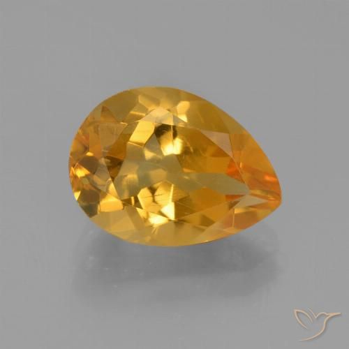 3.24ct طبيعي ذهبى-برتقالى غامق سيترين, شكل الكمثرى, VVS-VS