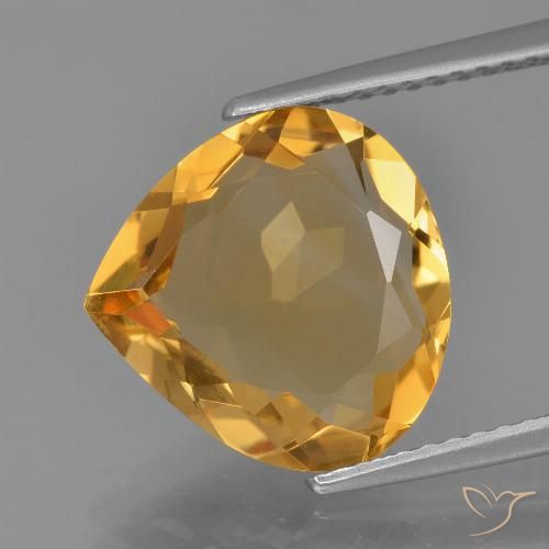 4.19ct طبيعي ذهبى-برتقالى داكن سيترين, شكل الكمثرى, VVS-VS