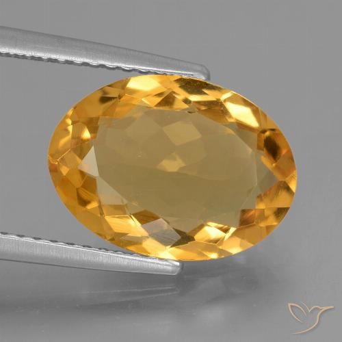 3.77ct طبيعي ذهبى-برتقالى فاتح-متوسط سيترين, بيضوي, VVS-VS