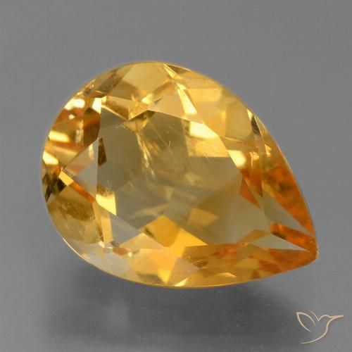 2.58ct طبيعي ذهبى-برتقالى داكن سيترين, شكل الكمثرى, VS-SI
