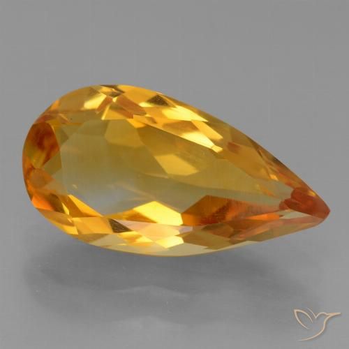 2.62ct طبيعي ذهبى-برتقالى داكن سيترين, شكل الكمثرى, VVS-VS